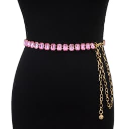 Glamorous Women's Waist Belt Shiny Decorative GImitation Emstones Solid Color Crystal Embedded Metal Chain Waist Jewelry