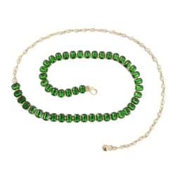 Glamorous Women's Waist Belt Shiny Decorative GImitation Emstones Solid Color Crystal Embedded Metal Chain Waist Jewelry