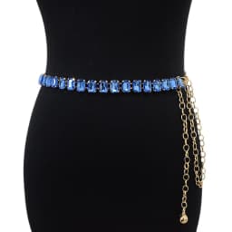 Glamorous Women's Waist Belt Shiny Decorative GImitation Emstones Solid Color Crystal Embedded Metal Chain Waist Jewelry