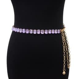 Glamorous Women's Waist Belt Shiny Decorative GImitation Emstones Solid Color Crystal Embedded Metal Chain Waist Jewelry