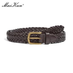 Maikun Women's Braided Belt Gold Alloy Pin Buckle Vintage Personalised Belt High Quality PU Leather Belt