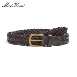 Maikun Women's Braided Belt Gold Alloy Pin Buckle Vintage Personalised Belt High Quality PU Leather Belt