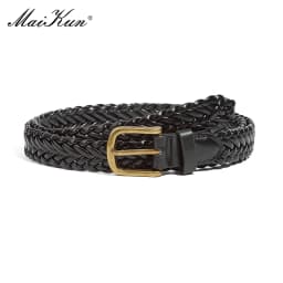 Maikun Women's Braided Belt Gold Alloy Pin Buckle Vintage Personalised Belt High Quality PU Leather Belt