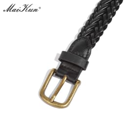 Maikun Women's Braided Belt Gold Alloy Pin Buckle Vintage Personalised Belt High Quality PU Leather Belt