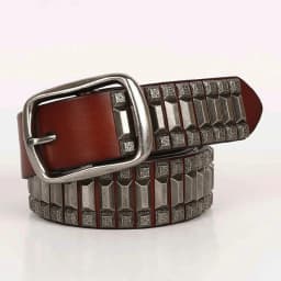 Genuine Leather Belt New Cowboy Motorcycle Jeans Heavy Metal Rivet Belts For Men Punk Rock Male Strap Ceinture Homme