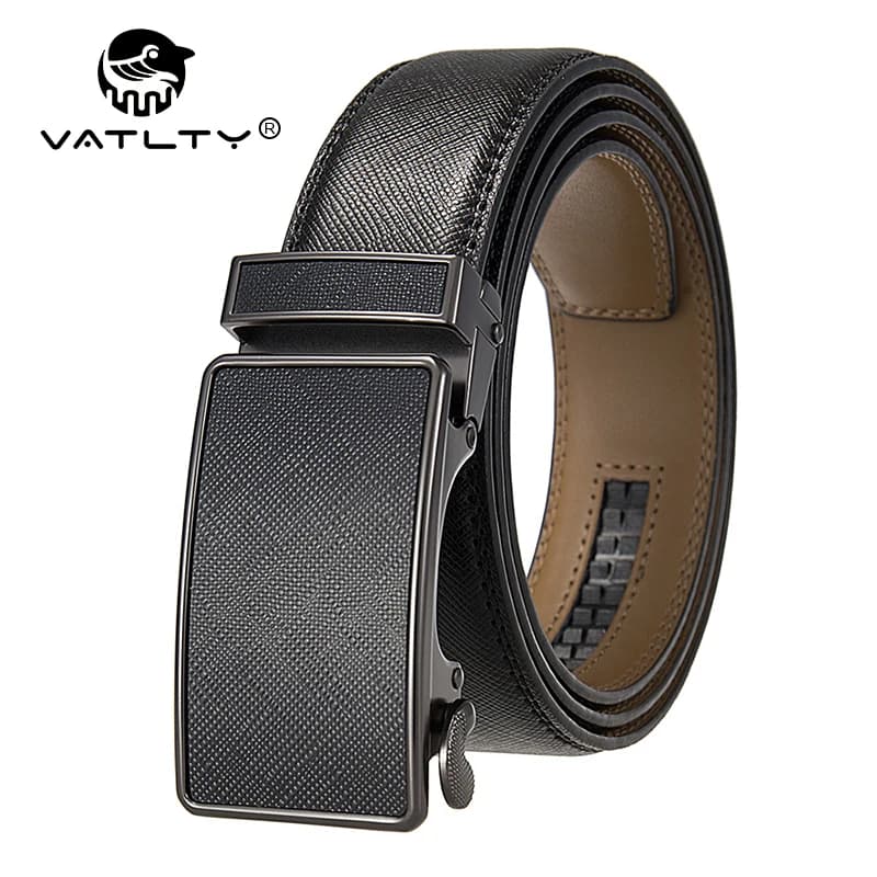 VATLTY 35mm Fashion Leather Belt for Men High Quality Metal Zinc Alloy Automatic Buckle Work Belt Natural Cowhide Trouser Girdle