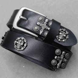 Heavy Metal Punk Belt Genuine Leather Hip Hop Belts For Men Cross Rivet Jeans belt male Strap Ceinture Homme designer belt