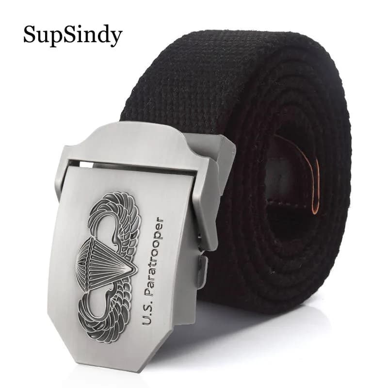 SupSindy New Men&Women Military Canvas Belt Luxury US Paratrooper Metal Buckle Jeans Belt Army Tactical Belts for Men Strap Male