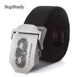 SupSindy New Men&Women Military Canvas Belt Luxury US Paratrooper Metal Buckle Jeans Belt Army Tactical Belts for Men Strap Male