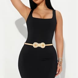 Women's Metal Tight Waistband Dress, Gold Elastic Thin Waistband, Elastic Dress Waistband