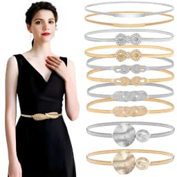 Women's Metal Tight Waistband Dress, Gold Elastic Thin Waistband, Elastic Dress Waistband
