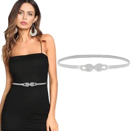 Women's Metal Tight Waistband Dress, Gold Elastic Thin Waistband, Elastic Dress Waistband