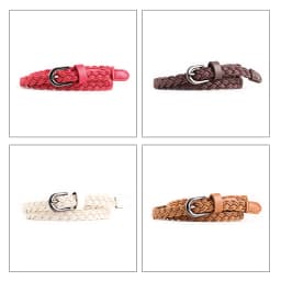 Brand Designer Casual Dress Belts for Women Thin Braid Genuine Leather Belt for Jeans Pin Buckle Female Strap Candy Color