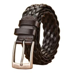 3.4cm Width Brown Real Cowhide Braided Belt Casual Needle Buckle Head Layer Hollow Hand Woven Fashionable Personalized Trouser