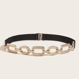 Elastic belt For Women Gold Link chain buckel splice Waist tivetelescopic rubber for dress shirt Garment multiple sizesFashion