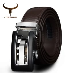 COWATHER 2021 Genuine Leather belts for men High quality brown black color metal automatic buckle Strap male Jeans cowboy CZ045