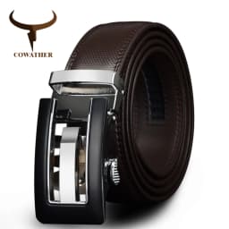 COWATHER 2021 Genuine Leather belts for men High quality brown black color metal automatic buckle Strap male Jeans cowboy CZ045