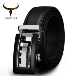 COWATHER 2021 Genuine Leather belts for men High quality brown black color metal automatic buckle Strap male Jeans cowboy CZ045