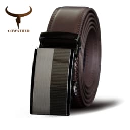COWATHER Men Belts Cow Genuine Leather Belt Automatic Buckle Male Strap Cowhide Alloy Buckle Fashion Male Cowskin Waistband