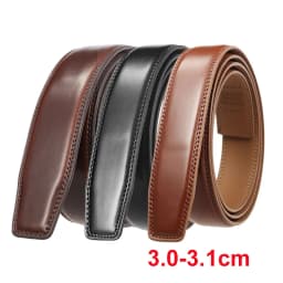 High Quality 3.0-3.1cm Width No Holes Leather Belt Without Automatic Buckle Luxury Brand Mens Ratchet Belts Black Brown