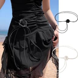 Camellia Flower Leather Rope Waist Chain For Women Thin Belt Sweet Knot Waistband Fashion Clothes Dress Decorative Girdles Strap