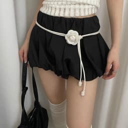 Camellia Flower Leather Rope Waist Chain For Women Thin Belt Sweet Knot Waistband Fashion Clothes Dress Decorative Girdles Strap