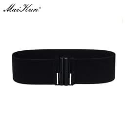 Maikun Fashion Wide Belts for Women Simple Style Elastic Three Colors Metal Buckle Female Cummerbund