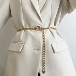 Chain Belt Women's Fashion Narrow Metal Belts Trim with Skirt Blouse Thin Waist Chain Gold Silver