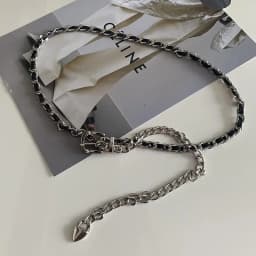 Chain Belt Women's Fashion Narrow Metal Belts Trim with Skirt Blouse Thin Waist Chain Gold Silver