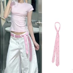 Trendy Long Skinny Plaid Waist Belt with Jeans Necktie Scarf - Fashionable Hairband & Decorative Accessory for Stylish Outfits
