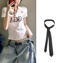 Trendy Long Skinny Plaid Waist Belt with Jeans Necktie Scarf - Fashionable Hairband & Decorative Accessory for Stylish Outfits