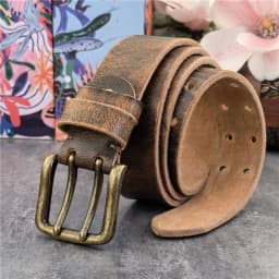38MM Double Pin Belt Buckle Genuine Leather Belt For Men Jeans Leather Belt Men Ceinture Western Cowboy Waist Belt Man MBT0038