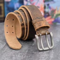 38MM Double Pin Belt Buckle Genuine Leather Belt For Men Jeans Leather Belt Men Ceinture Western Cowboy Waist Belt Man MBT0038
