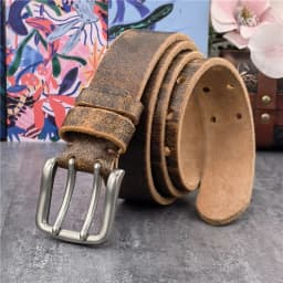 38MM Double Pin Belt Buckle Genuine Leather Belt For Men Jeans Leather Belt Men Ceinture Western Cowboy Waist Belt Man MBT0038