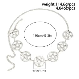 Y2K Gothic Style Women's Waist Chain, Pentagram Metal Decoration, Dark Punk Style, Halloween Accessories, Holiday Gifts
