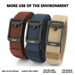 TUSHI New Unisex Elastic Belt Hard Metal Buckle Quick Release Tough Stretch Nylon Men's Military Tactical Belt Casual Waistband