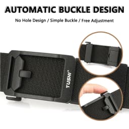 TUSHI New Unisex Elastic Belt Hard Metal Buckle Quick Release Tough Stretch Nylon Men's Military Tactical Belt Casual Waistband