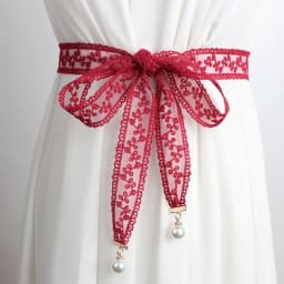 3.3x160cm Fashion Sweet Decorative Lace Waist Belts DIY Bow Knot Pearl Pendant Waistband Elegant Dress Waist Chain for Women