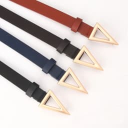 1.8cm Thin Leather Belt Women Waistbands Fashion Silver Triangle Snap Buckle Belt Ladies Decoration Waist band Ladies Silm Belt