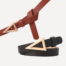 1.8cm Thin Leather Belt Women Waistbands Fashion Silver Triangle Snap Buckle Belt Ladies Decoration Waist band Ladies Silm Belt