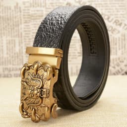 Fashion Brand Genuine Leather Belt Business Trouser Strap Pant Ceinture Homme Cowskin Dragon Automatic Buckle Cowhide Men Belts