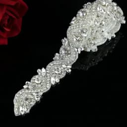 JLZXSY (Rose Gold, Gold, Silver) 17.7*1.5 in Handmade Wedding Bridal Applique Crystal Rhinestone Applique Trimming