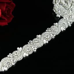 JLZXSY (Rose Gold, Gold, Silver) 17.7*1.5 in Handmade Wedding Bridal Applique Crystal Rhinestone Applique Trimming