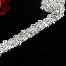 JLZXSY (Rose Gold, Gold, Silver) 17.7*1.5 in Handmade Wedding Bridal Applique Crystal Rhinestone Applique Trimming