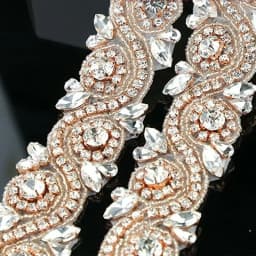 JLZXSY (Rose Gold, Gold, Silver) 17.7*1.5 in Handmade Wedding Bridal Applique Crystal Rhinestone Applique Trimming