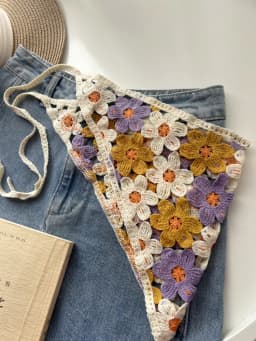 Flower Hollow Dopamine Triangle Scarf Headscarf Knitted Cotton Fringed Fart Curtain Stacked Through Waist Seal Belts Hip Cover