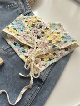 Flower Hollow Dopamine Triangle Scarf Headscarf Knitted Cotton Fringed Fart Curtain Stacked Through Waist Seal Belts Hip Cover