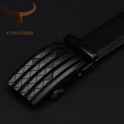 COWATHER Men's Automatic Buckle belt with Cow Genuine Leather BLACK BROWN Belts for Men brand Wide 3.5 cm CZ058