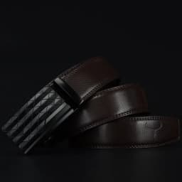 COWATHER Men's Automatic Buckle belt with Cow Genuine Leather BLACK BROWN Belts for Men brand Wide 3.5 cm CZ058
