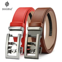DOOPAI New Mens Belt Hollow Automatic Mens Belt Genuine Leather Luxury Belt  For Men Belt Male Strap Male Metal Automatic Buckle